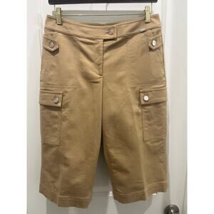 St. John Shorts Women's Solid Beige Bermuda Long Cargo Pocket Classic Sz 6